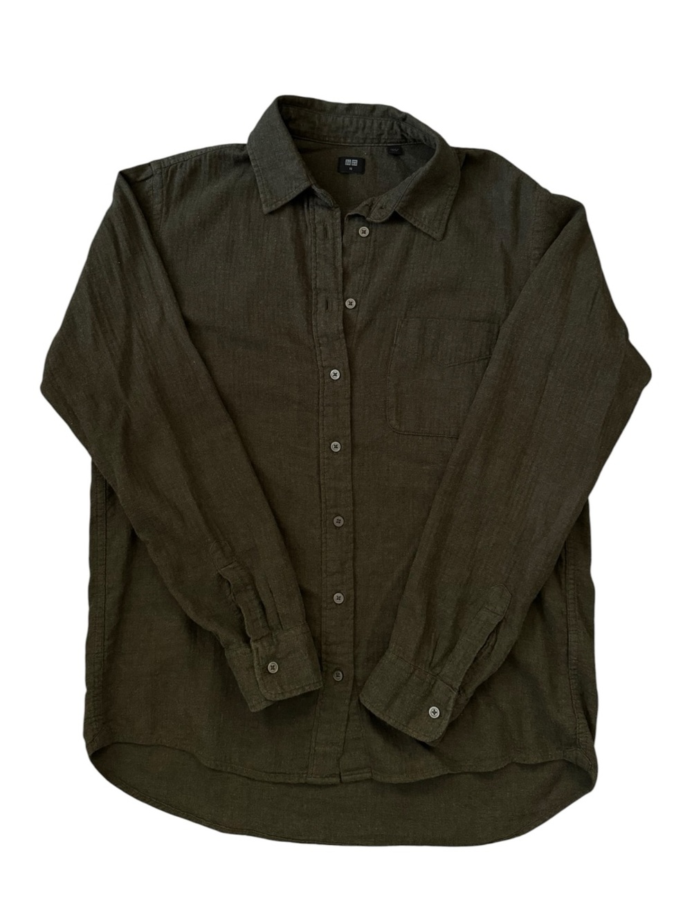 Uniqlo Olive Green Cotton Button Up Shirt